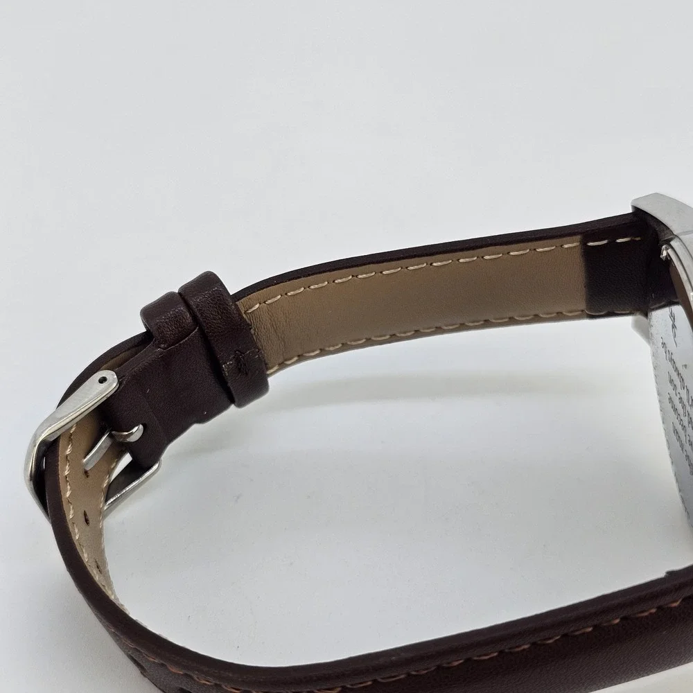 Men's Watch 40MM White Dial Day Date New Brown Leather Bands‎ New Battery